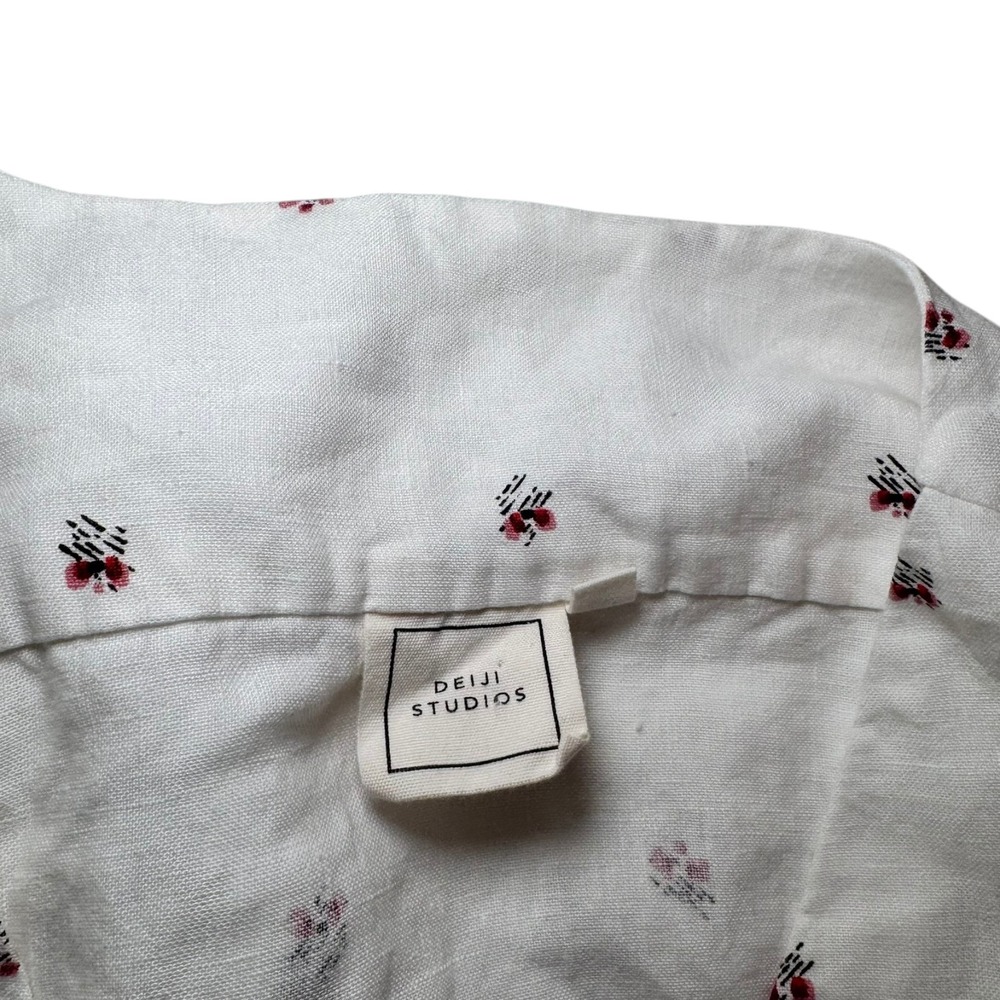 Deiji Studios Rose Dress White Linen Midi Dress Minimalist Oversized Relaxed M/L - Picture 8 of 9